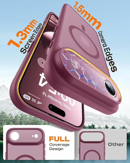 TOCOL for iPhone Air Case, Compatible with Magsafe Charger, Full Camera Protection, Drop Protection, Translucent Matte Phone Case for iPhone 17 Air 6.5 inch (Plum)