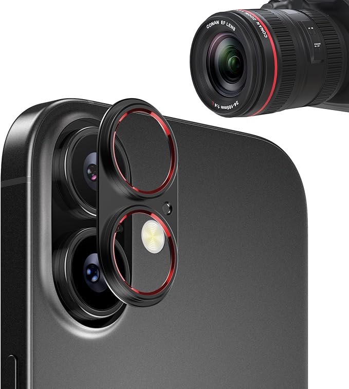 Aluminum Alloy Lens Cover for iPhone 17 - Metal Camera Bumper Frame Only -Scratch Resistant, Black