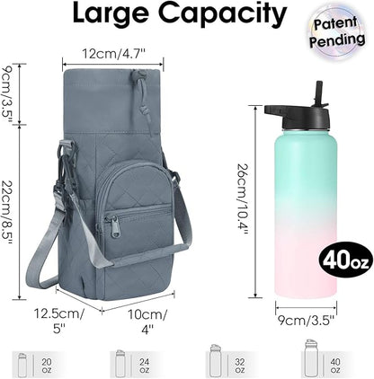 sportsnew Water Bottle Holder with Strap 32oz 40oz Insulated Water Bottle Carrier Sling Bag with Phone Pocket Crossbody