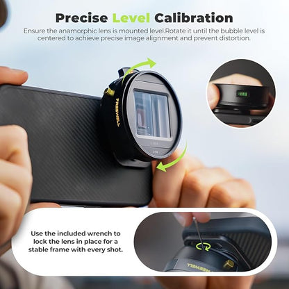 Freewell 1.55x Anamorphic Lens for iPhone & Samsung - 3-in-1 Streak (Neutral, Gold, Blue) - Cinematic Smartphone Lens with Oval Bokeh - Compatible with 17mm Mount Case & Cage