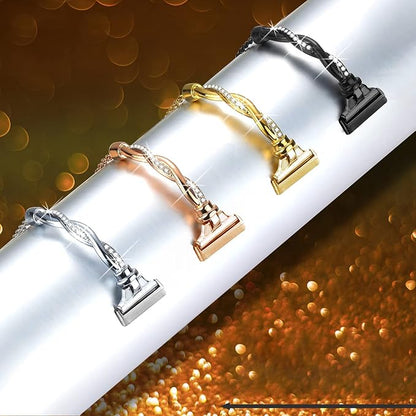 Bling Band Compatible with Fitbit Versa 4/Sense, Fitbit Versa 3/ Sense 2, Double Twist Metal Bangle Bracelet with Rhinestones for (Fitbit Versa 4/Sense 2, Rose Gold)