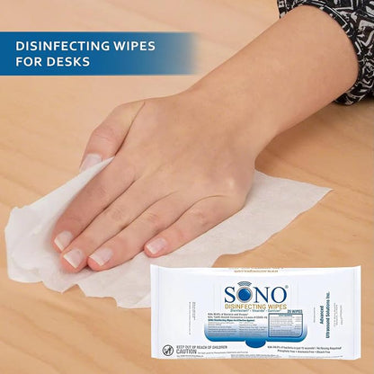 SONO Disinfecting Wipes - 160 Count (Pack of 2) + Sanitizer, Medical-Grade, Alcohol-Free, No Bleach, Gentle & Effective Multi-Surface Cleaning Solution, Larger Sheets 80 count packs