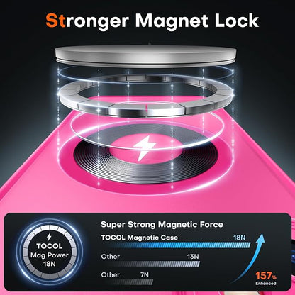 TOCOL for iPhone 11 Case, Compatible with Magsafe, Full Camera Protection, Built-in Magnets, Drop Protection, Translucent Matte Phone Case for iPhone 11 6.1 inch (Hot Pink)