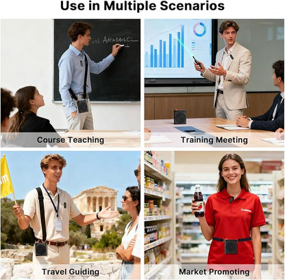 yAyusi Wireless Voice Amplifier for Teachers with 2 Magnetic Lavalier Mics, Hands Free Mini Portable Microphone and Speaker with Lanyard, Rechargeable Teacher Microphones for Classroom/Meetings/Speech