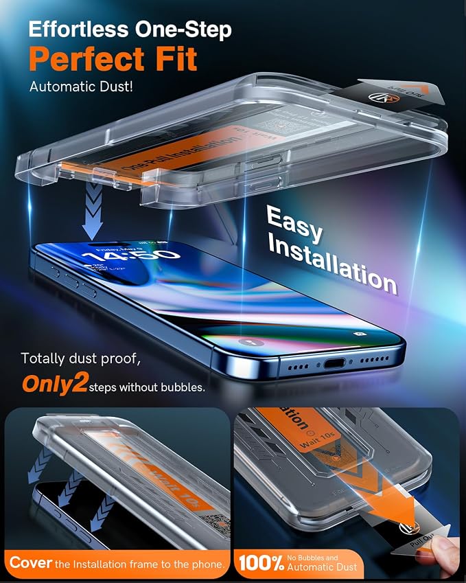 LK 2 Pack for iPhone iPhone 17 Pro Max Privacy Screen Protector [New Upgrade] [Auto Dust Removal] Anti-Spy Tempered Glass Screen Protector for 17 Pro Max, No bubbles, Easy Installation, Case Friendly