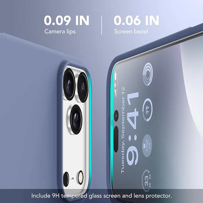 GONEZ Magnetic for iPhone 17 Pro Max Case, Compatible with MagSafe, [Screen Protector + Camera Lens Protector], Liquid Silicone Anti-Scratch Shockproof Protective Phone Case 6.9 inch, Lavender Gray