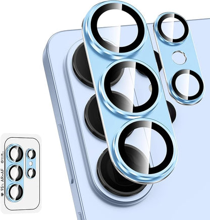 for Samsung Galaxy S26 Ultra Camera Lens Protector, Electroplated Matte Back with 9H Tempered Glass Lens Protector, [Strong Adsorption] [Case-Friendly] Metal Ring HD Clear Lens Cover, Blue