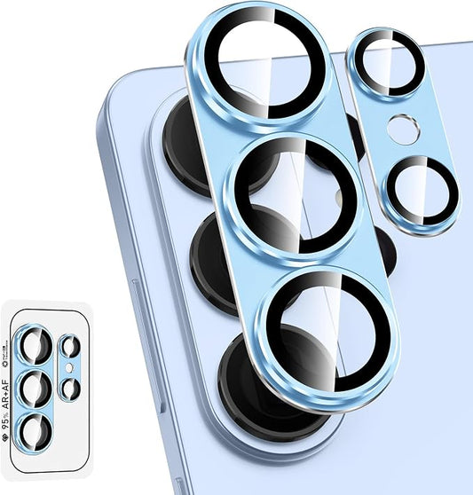 for Samsung Galaxy S26 Ultra Camera Lens Protector, Electroplated Matte Back with 9H Tempered Glass Lens Protector, [Strong Adsorption] [Case-Friendly] Metal Ring HD Clear Lens Cover, Blue