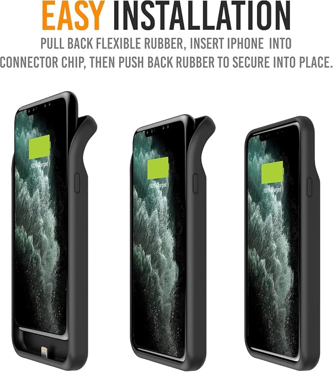 Alpatronix Battery Case for iPhone 12 Pro & iPhone 12 (6.1 inch), Strong Slim Portable Protective Extended Charging Cover with Wireless Charging, Lightning Input, Apple Pay, CarPlay- Matte Black