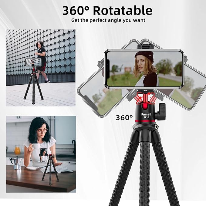Portable Camera Tripod, Mini Flexible Stand for Phone with Cold Shoe Phone Mount for iPhone Camera Gopro Travel