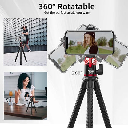 Portable Camera Tripod, Mini Flexible Stand for Phone with Cold Shoe Phone Mount for iPhone Camera Gopro Travel