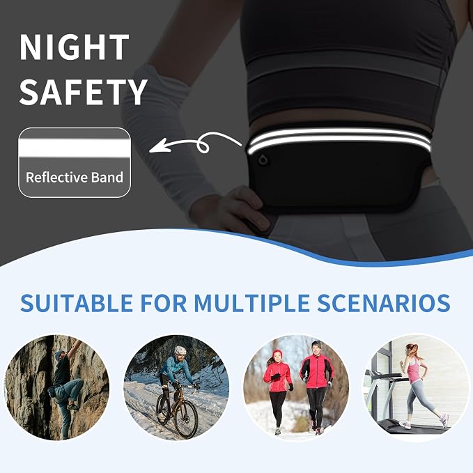 UltraSlim Fanny Packs for Women Men Slim Running Belt Waist Pack Runners Bag Waterproof Money Belt (Green)