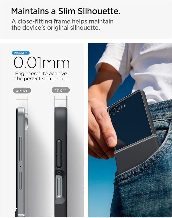 Spigen Nano Pop MagFit for Galaxy Z Flip 8 Case, Black Sesame | Extra Dot-Pattern Side Grip, Open hinge design, Air Cushion Technology, Compatible with MagSafe