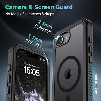 jaroco Magnetic for iPhone 17e Case& iPhone 16e Case, [Compatible with MagSafe][Military Grade Drop Protection][Heavy Duty Protection][Non-Slip][Shockproof] 2-Layer Bumper Phone Case 6.1''-Black