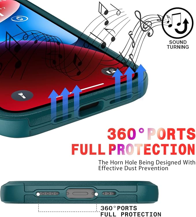 Diverbox for iPhone 14 Case [Shockproof] [Dropproof] [Tempered Glass Screen + Camera Lens Protector],Heavy Duty Protection Phone Case Cover for Apple iPhone 14 (Dark Green)