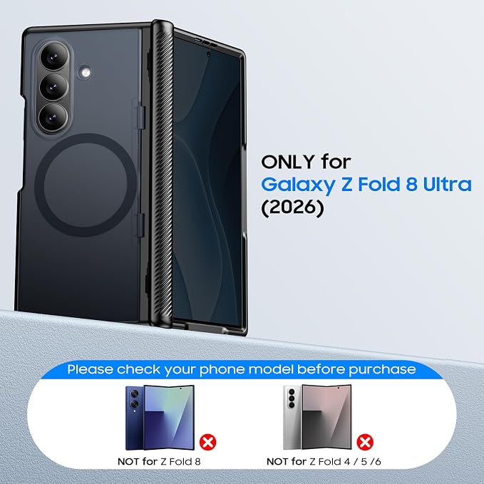 Red2Fire for Samsung Galaxy Z Fold 8 Ultra Case with Privacy Screen Protector, [Compatible with Magsafe], [Built-in Kickstand & Full Body Hinge Protection] Magnetic Slim Phone Case, Black