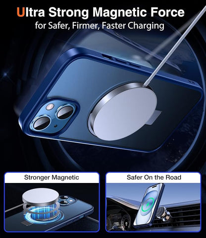 Chicfun 3-in-1 [Magnetic+Kickstand+Ring Holder] for iPhone 15 Plus Case with Stand Ring Holder， Compatible with MagSafe, Military Shockproof Kickstand Phone Case iPhone 15 Plus Cover Blue