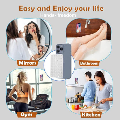 Double Sided Silicone Suction Phone Holder Mount, Silicon Accessory for iPhone and Android, Hands-Free Mirror Shower Phone Holder, TikTok Videos and Selfies (Combo B)