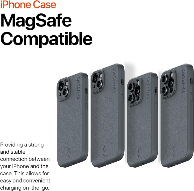 ShiftCam Leather Camera Case Compatible with iPhone 14 | Built-in Lens Mount | Magnetic-Case | Shoot Stunning Photos Instantly (iPhone 14 Series, iPhone 14 Plus) Charcoal