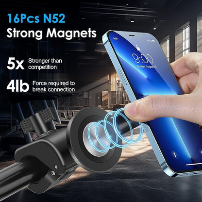 EEEKit Exercise Bike Phone Holder, Magnetic Handlebar Phone Mount for iPhone Magsafe and All Smartphones, for Stationary Treadmill Gym Fitness Equipment
