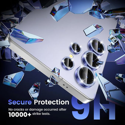 Tensea (3+2PCS Compatible with Samsung Galaxy S25 Ultra Camera Lens Protector, 9H Tempered Glass Camera Cover Screen Protector Metal Individual Ring [Installation Tray][Case Friendly]