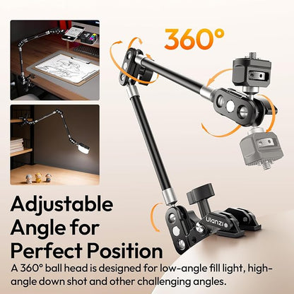 ULANZI 22'' CO78 Magic Arm w Desk C Clamp, Camera Mount Articulating Friction Arm w Super Clamp, 1/4" & ARRI Pins, Overhead Phone Mount Holder Stand, 1kg f Phone & Action Cam, Video Light