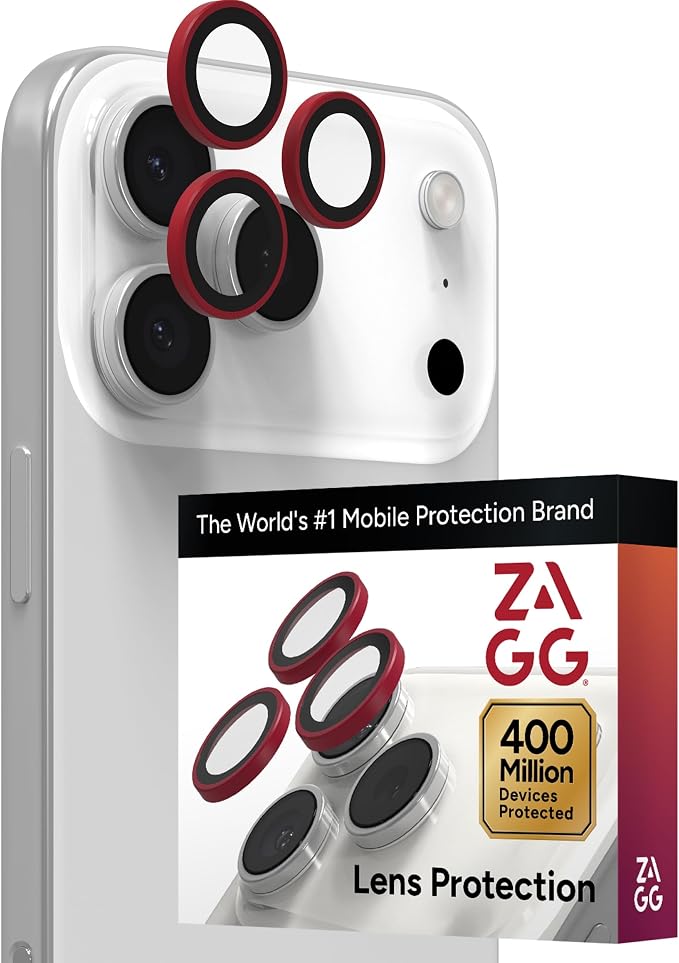 ZAGG iPhone Camera Lens Protector for iPhone 17/16/15 Pro and Pro Max Models - Pink, Camera Ring, Maximum Impact & Scratch Protection, Anti-Reflective Technology, Smudge-Resistant, Glass Elite