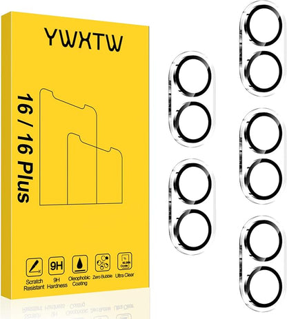 YWXTW [5 Pack Designed for iPhone 16 Camera Lens Protector, for iPhone 16 Plus Camera Lens Protector, Night Shooting Mode, Anti Scratch HD Clear 9H Hardness Tempered Glass