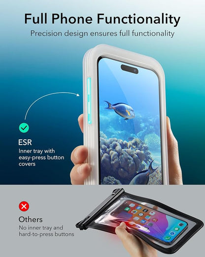 ESR Waterproof Phone Pouch for iPhone 15 Pro Max /14 Pro Max, Underwater Touch Sensitivity, IPX8 Floating Waterproof Cellphone Case with Lanyard, Dry Bag for Snorkeling, Clear