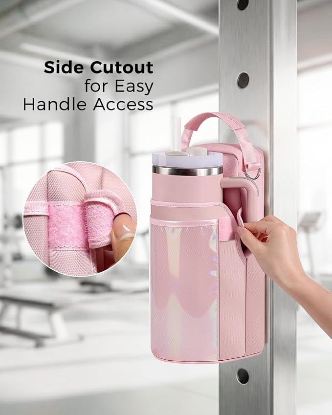 GLORIEROO Magnetic Gym Bag for Women - Water Bottle Holder Bag Carrier - Gym Workout Accessories Essentials Gifts for Women | 4 Built-in Magnets, Touchscreen Pocket, Fits 40oz Tumbler, Shoulder Strap