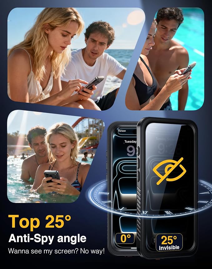Lanhiem Magnetic for iPhone 17 Pro Case Waterproof, Built in Screen Protector & Camera Protection, [Compatible with MagSafe] Full Body Dustproof Heavy Duty Rugged Phone Case 6.3'' (Privacy Black)