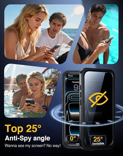 Lanhiem Magnetic for iPhone 17 Pro Case Waterproof, Built in Screen Protector & Camera Protection, [Compatible with MagSafe] Full Body Dustproof Heavy Duty Rugged Phone Case 6.3'' (Privacy Black)