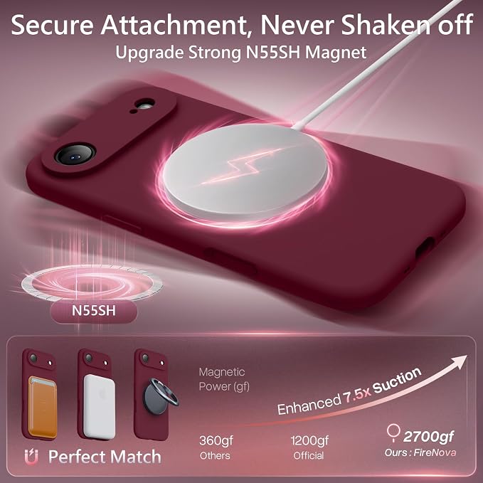 FireNova Magnetic for iPhone Air Case, Compatible with MagSafe, [Integrated Silicone Camera Control Button] [Camera Protection] Microfiber Lining Phone Case for iPhone 17 Air, 6.5", Plum