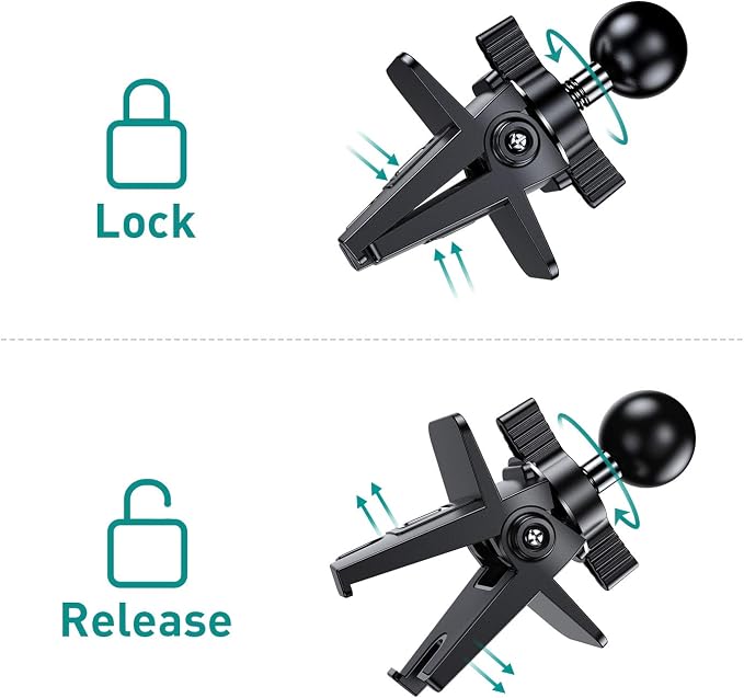 VICSEED Air Vent Clip for Car Mount, Twist-Lock Anti-Shake Vent Grip, 17mm (0.67inch) Ball Head Universal for Most Phone Mount for Car
