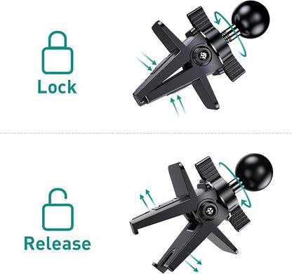 VICSEED Air Vent Clip for Car Mount, Twist-Lock Anti-Shake Vent Grip, 17mm (0.67inch) Ball Head Universal for Most Phone Mount for Car (Pack of 2)