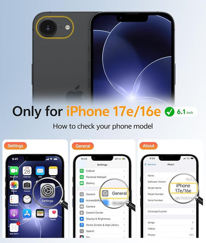 FNTCASE for iPhone 17e Case: iPhone 16e Phone Case [Compatible with Magsafe] Translucent Matte Cases with [Screen Protector] Military Grade Shockproof Protective Phone Cover - Blue