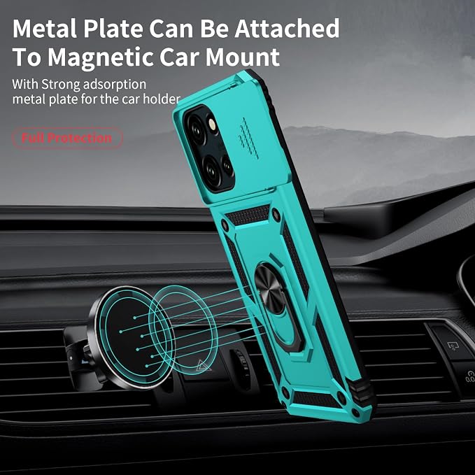 Weycolor for Moto G Stylus 2025 Case with Camera Lens Cover, HD Screen Protector, 10 FT Military Grade Drop Protection, Magnetic Ring Holder Kickstand Protective Phone Case, Ice Green