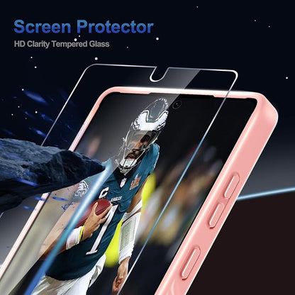 for Samsung Galaxy S25 Ultra Case with Screen Protector+Lanyard Wrist Strap,Magnetic Translucent Matte Rugged Slim Phone Cover Built in Invisible Kickstand [Fit for MagSafe],2025 Cute Pink