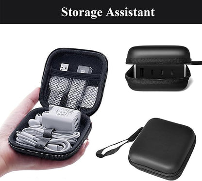 Charger Case,Mini Cable Organizer Cases,Pouch Case Bag | Small Charger Organizer,Waterproof Travel Storage Carrying Bag for USB Drives,Power Adapter,Cords etc,Square,Black