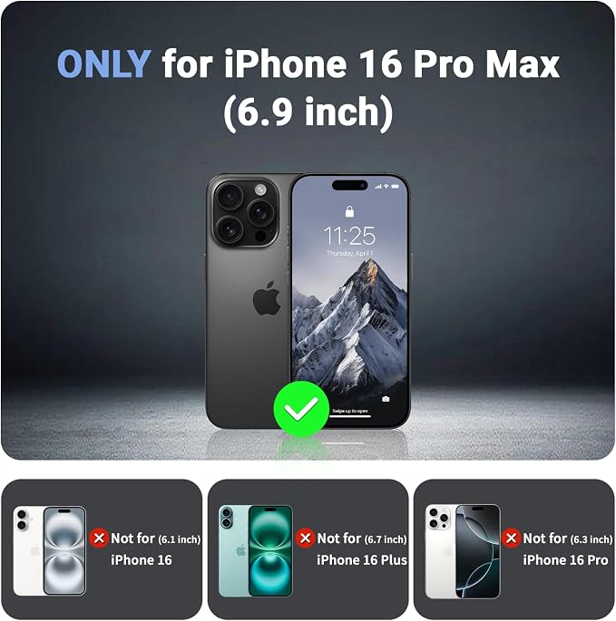 jaroco Magnetic for iPhone 16 Pro Max Case, [Compatible with MagSafe][Military Grade Drop Protection][Heavy Duty Protection][Non-Slip][Shockproof] 2-Layer Durable Bumper Phone Case 6.9''-Black