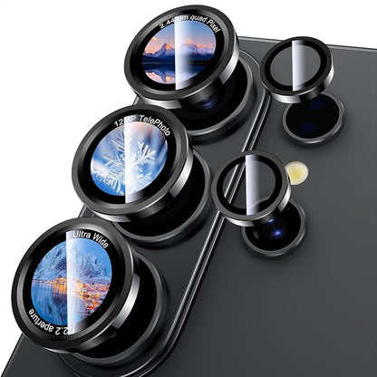 Uyiton for Samsung Galaxy S26 Ultra Camera Lens Protector - [Case-Friendly][Not Easy to Break][Ultra-Thin] Military-Grade Tempered Glass with Aluminum Metal Rear Camera Screen Cover - Black