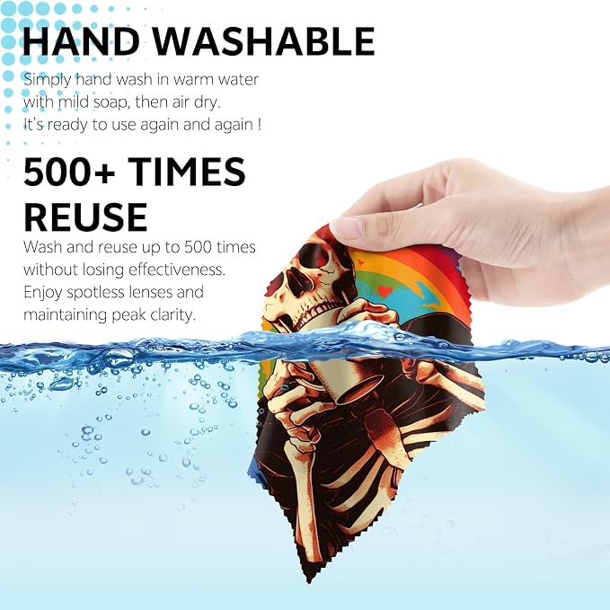 6 PCS Glasses Cleaning Cloth Eyeglass Lens Cleaning Cloth Eyeglasses Wipes Microfiber Reusable Soft for Phone Screens Camera Unisex Women Girls Cute Aesthetic (6.3"x6.3")-Bat Bowknot