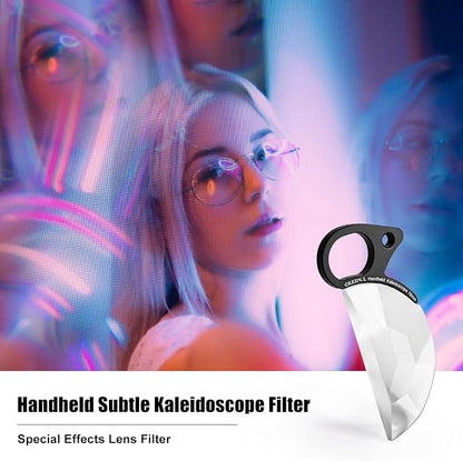GREEN.L 79mm Handheld Kaleidoscope Filter Prism Lens, Optical Glass Creative Effect Filter for Phone DSLR Camera, with Pouch