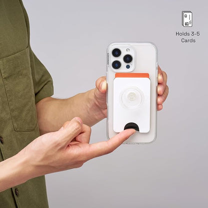 PopSockets Phone Wallet for MagSafe, Phone Card Holder with Grip, White - White Clear