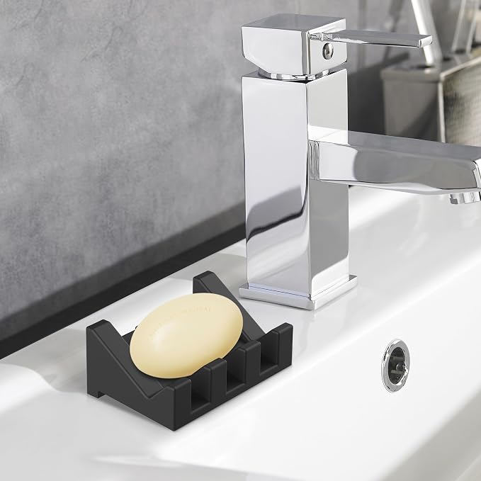 Silicone 3PCS Extended Soap Dishes with Drainage - Self Draining Shower Soap Bar Holder Keep Soap Dry Clean