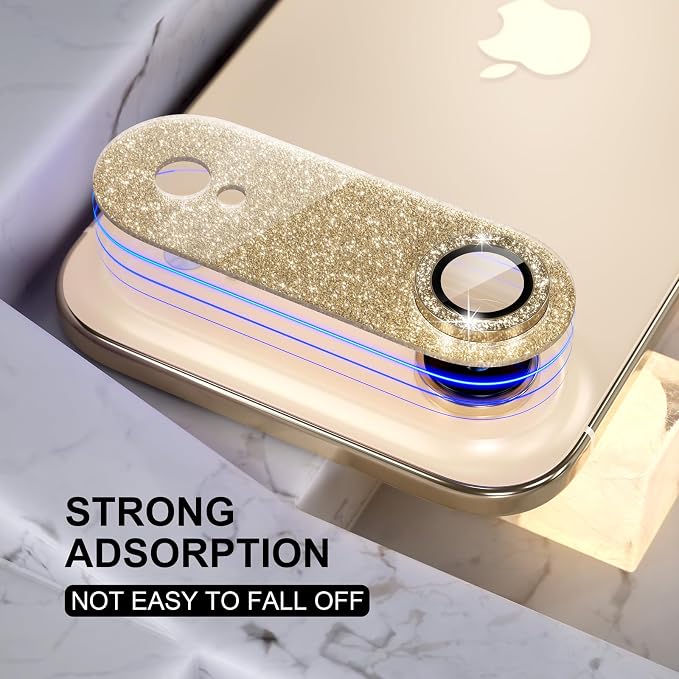 Choiche Compatible for iPhone 17 Air Camera Lens Protector, Bling Camera Cover with 9H Tempered Glass Lens Screen Protector Metal Ring Decoration Accessories 6.5-inch (Glitter-Gold)
