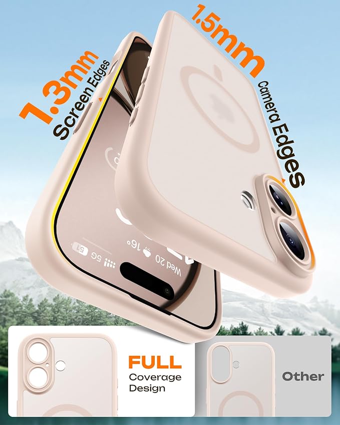 TOCOL for Phone 17 Case, Compatible with Magsafe Charger, Full Camera Protection, Drop Protection, Translucent Matte Phone Case for Phone 17 6.3 inch (Desert)