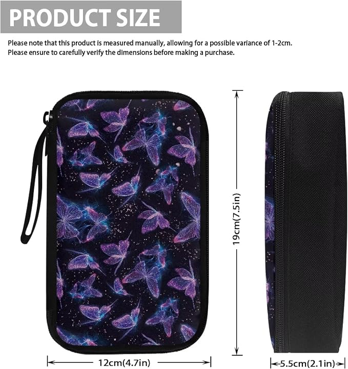 Glitter Butterfly Print Storage Bag Practical Earphone Bags Cable Organizer Bags Power Bank Bag Data Cables Storage Pouch Headset Organizing Pouch Multipurpose Bags