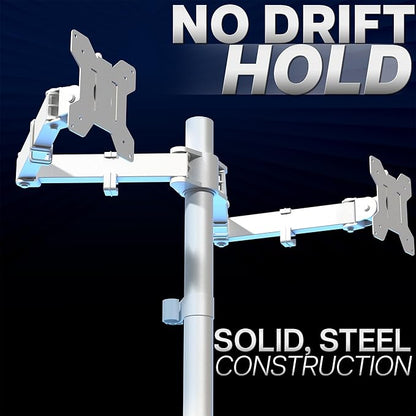 VIVO Dual Monitor Desk Mount, Heavy Duty Fully Adjustable Stand, Fits 2 LCD LED Screens up to 32 inches, White, STAND-V032W