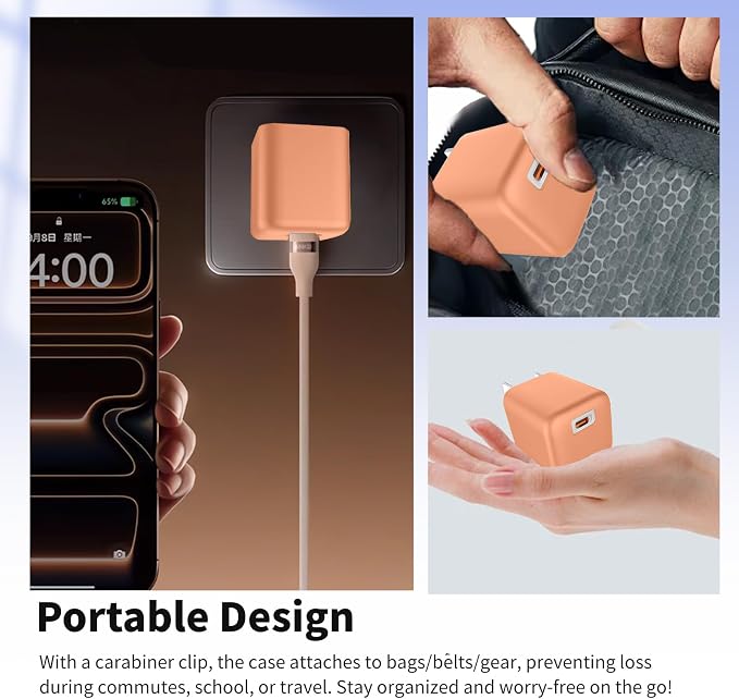 Case for TORRAS IceNano 45W Charger – Soft Silicone Protective Cover for Dynamic Charger,Shockproof Dustproof Charging Block Protector Sleeve[Orange]
